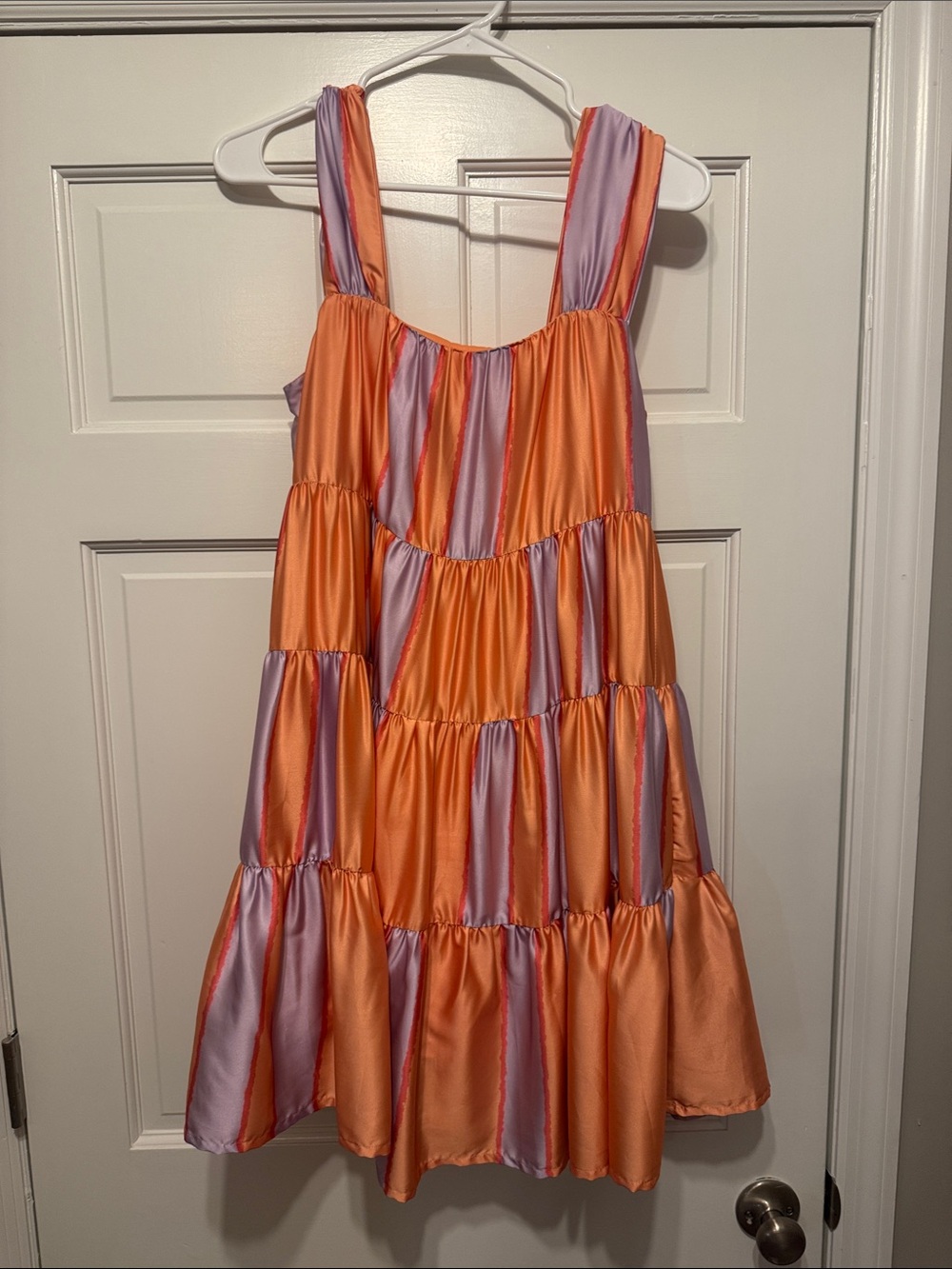 entro Orange and Lilac Tiered Summer Dress